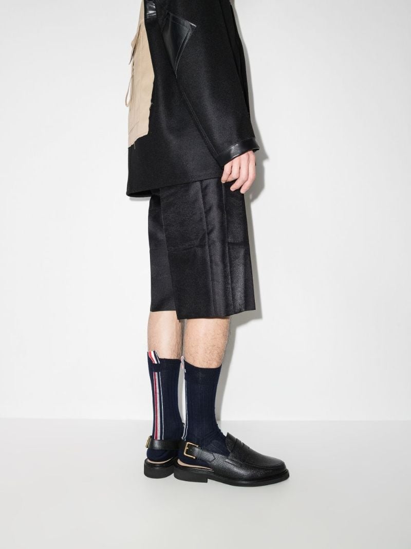 Black Slingback Leather Penny Loafers