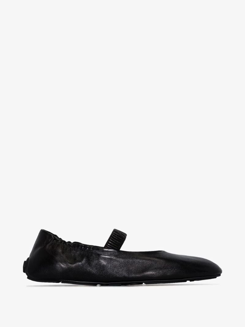 Black Gathered Leather Pumps