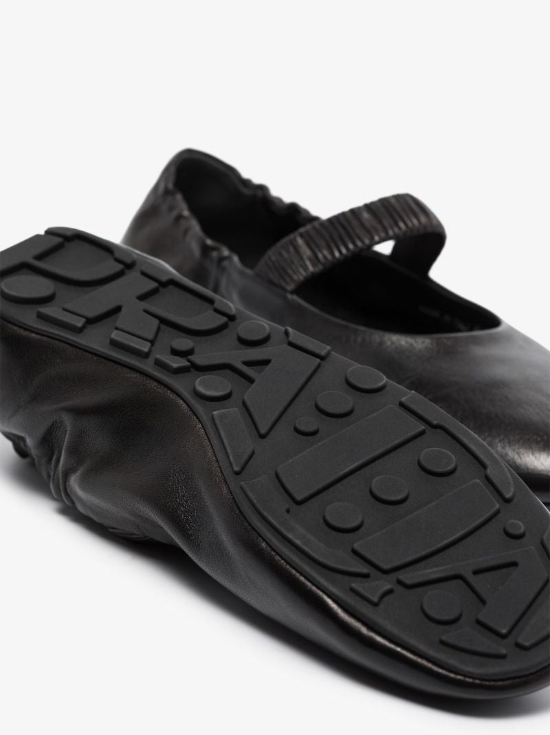 Black Gathered Leather Pumps