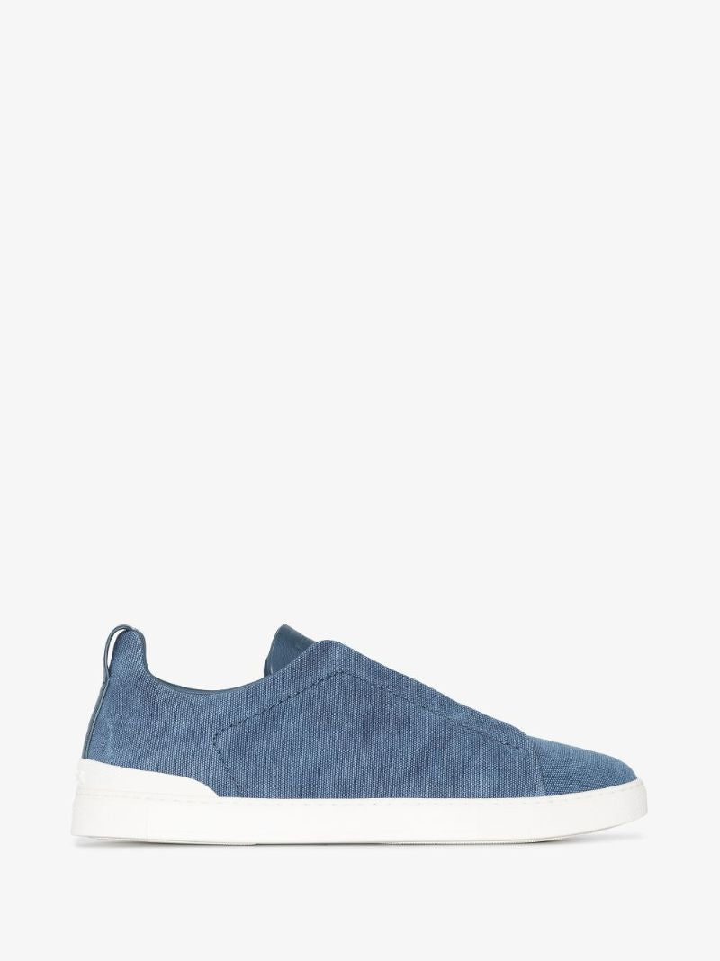 Blue Triple Stitch Low Top Denim Sneakers