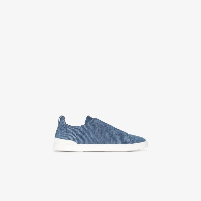 Blue Triple Stitch Low Top Denim Sneakers