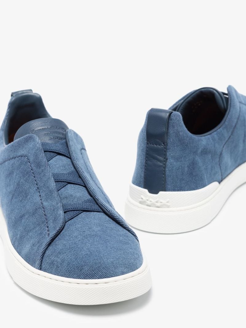 Blue Triple Stitch Low Top Denim Sneakers