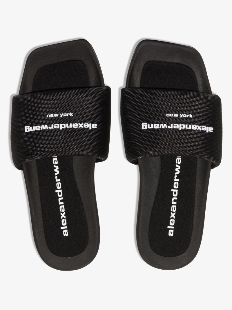 Black Square Toe Logo Slides