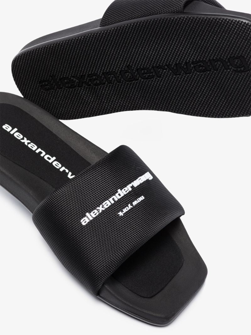 Black Square Toe Logo Slides