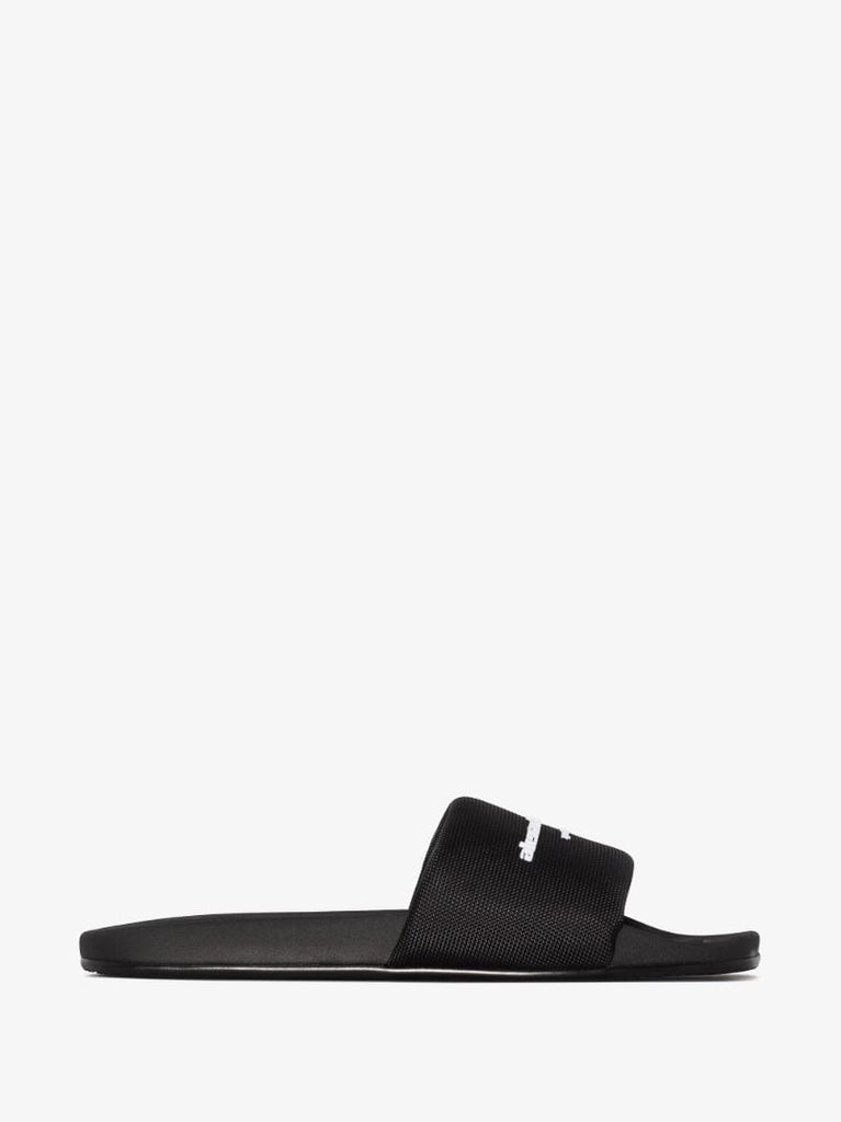 Black Square Toe Logo Slides
