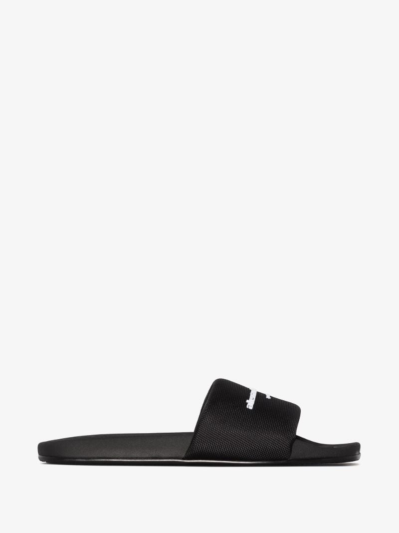 Black Square Toe Logo Slides