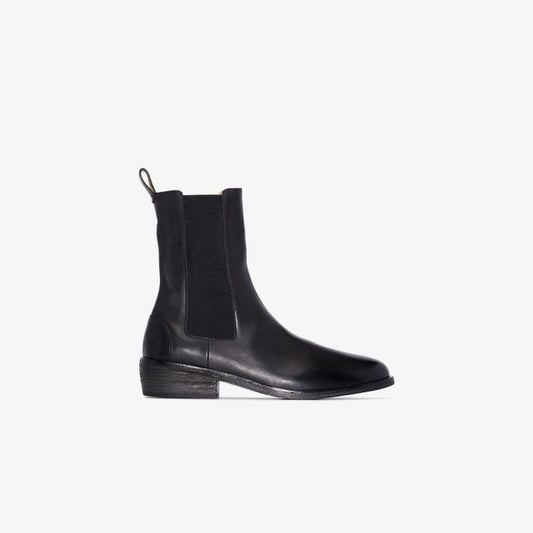 Black Ovone Leather Chelsea Boots