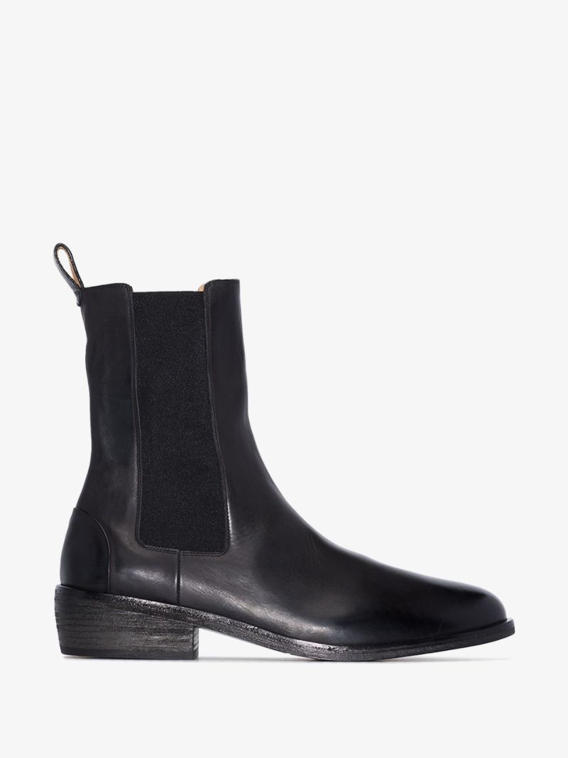 Black Ovone Leather Chelsea Boots