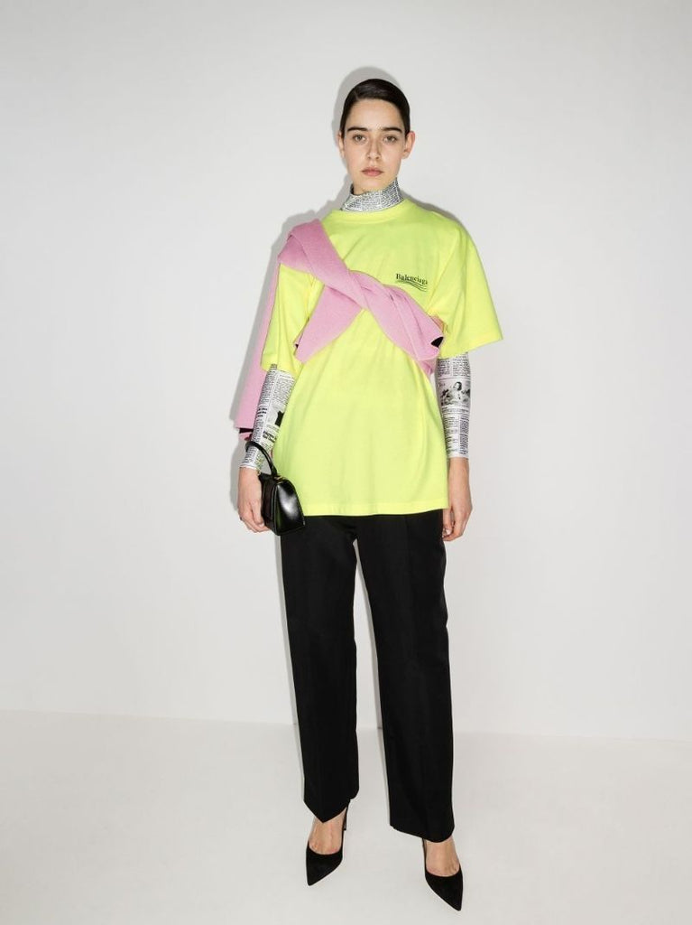 Green Oversized Logo Print Cotton T-shirt