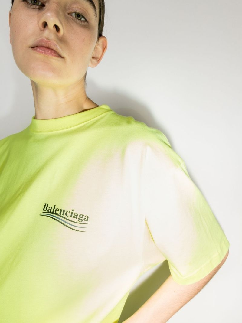 Green Oversized Logo Print Cotton T-shirt