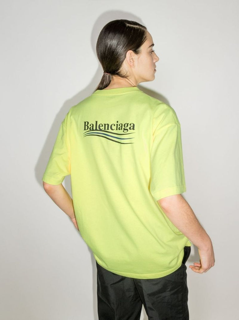 Green Oversized Logo Print Cotton T-shirt