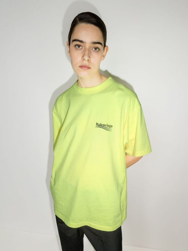Green Oversized Logo Print Cotton T-shirt