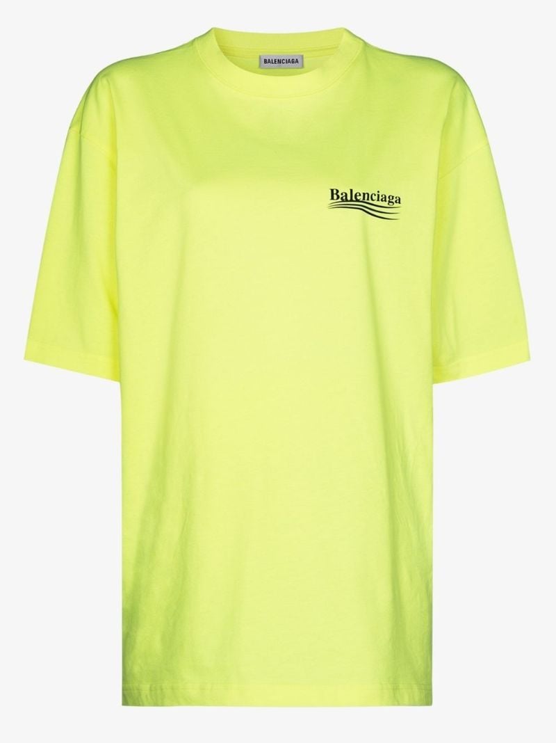 Green Oversized Logo Print Cotton T-shirt