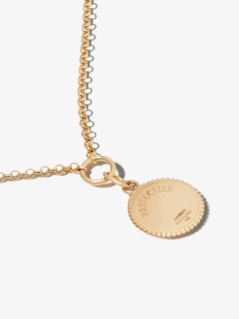 18k Yellow Gold Protection Medium Belcher Chain Diamond Necklace
