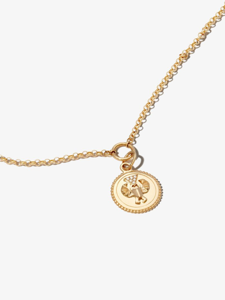 18k Yellow Gold Protection Medium Belcher Chain Diamond Necklace