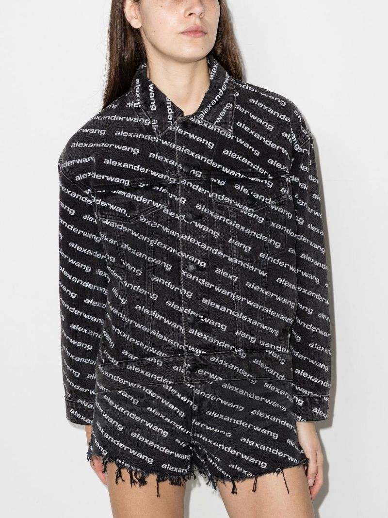 Black Logo Print Denim Jacket