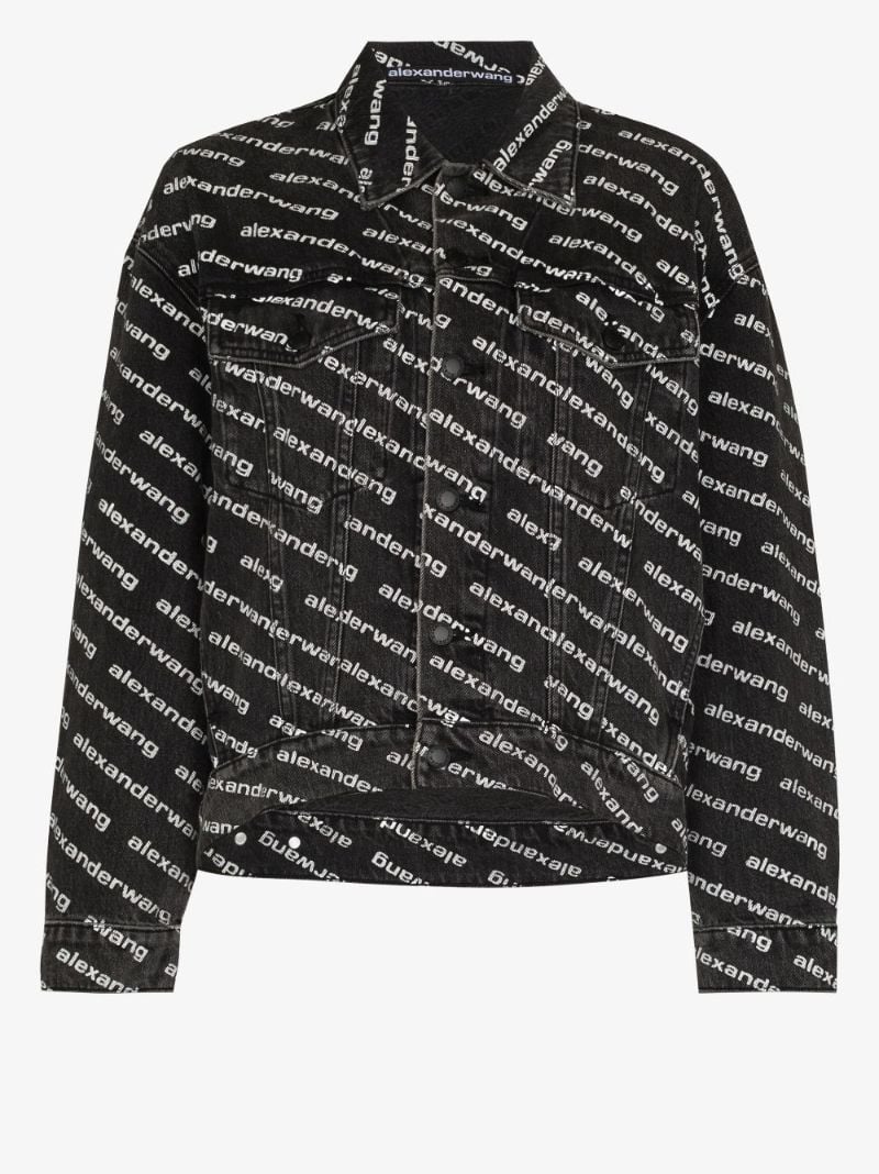 Black Logo Print Denim Jacket