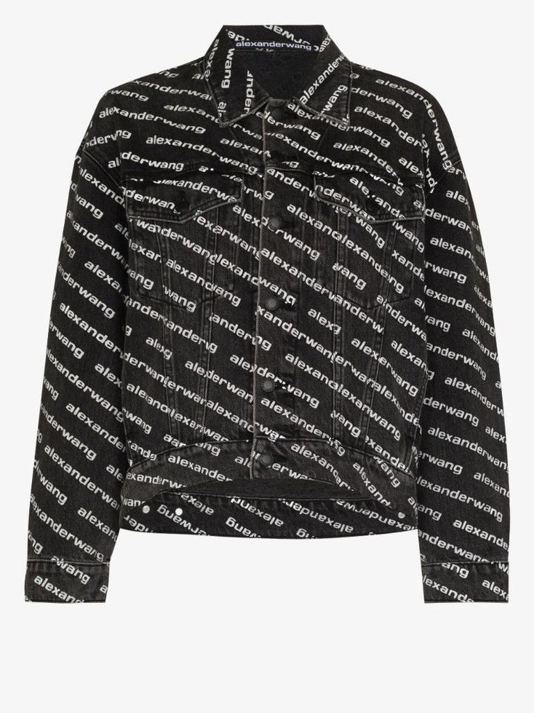 Black Logo Print Denim Jacket