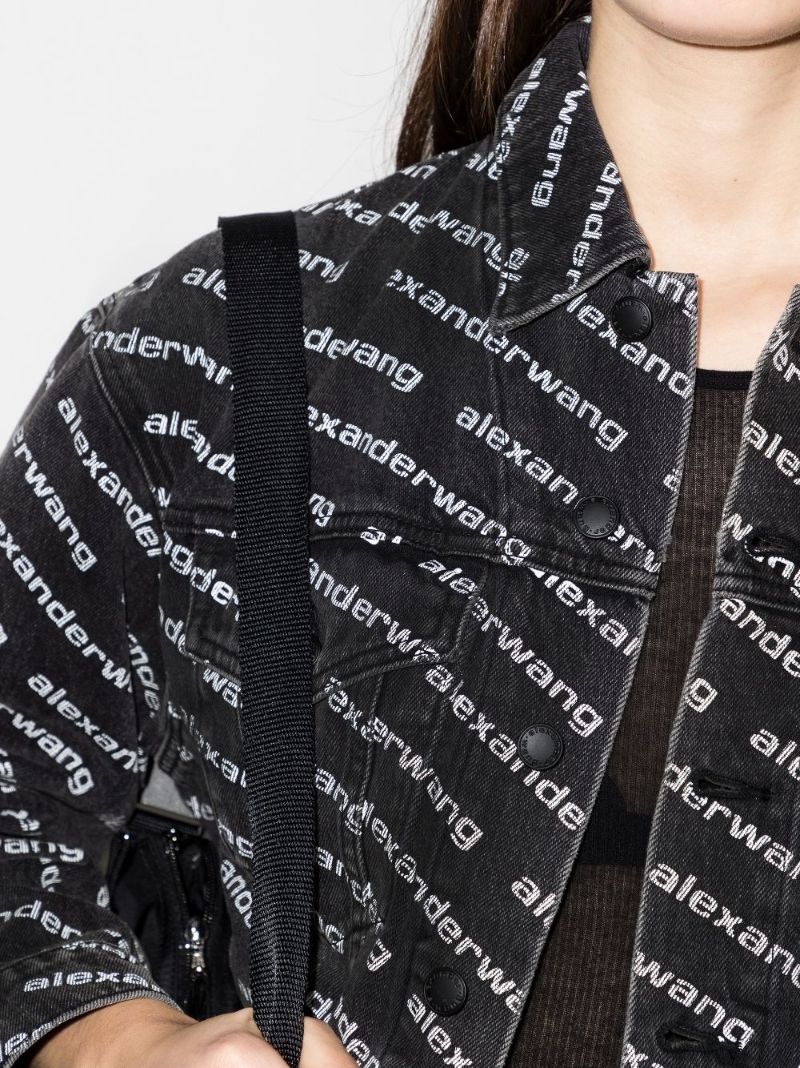 Black Logo Print Denim Jacket