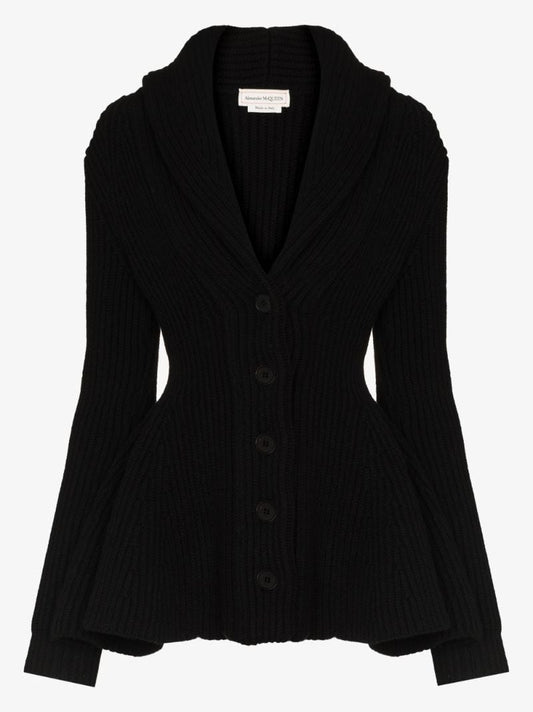 Chunky Peplum Wool Cardigan