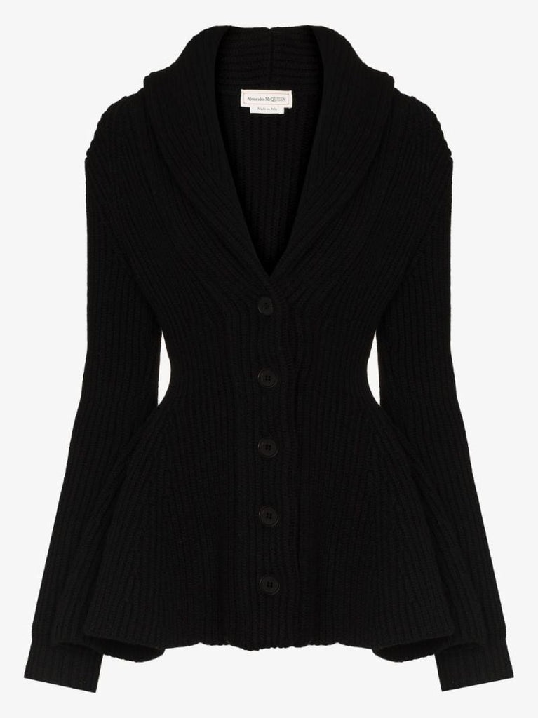 Chunky Peplum Wool Cardigan