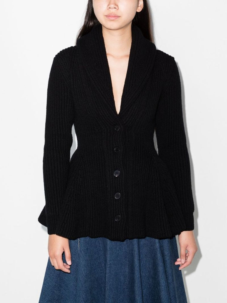 Chunky Peplum Wool Cardigan