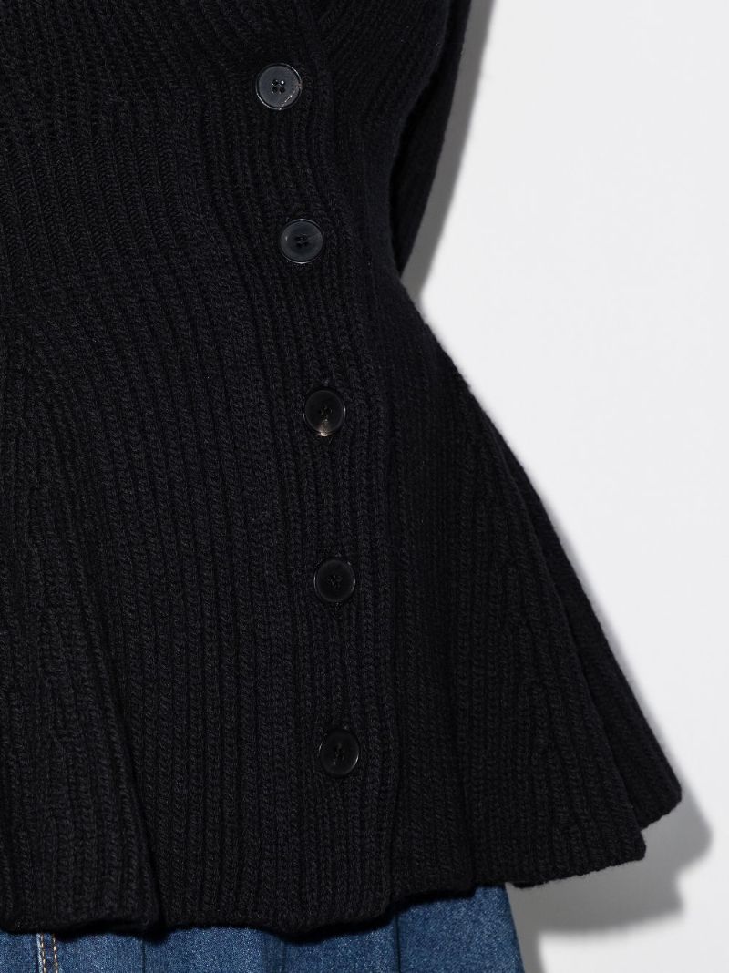 Chunky Peplum Wool Cardigan