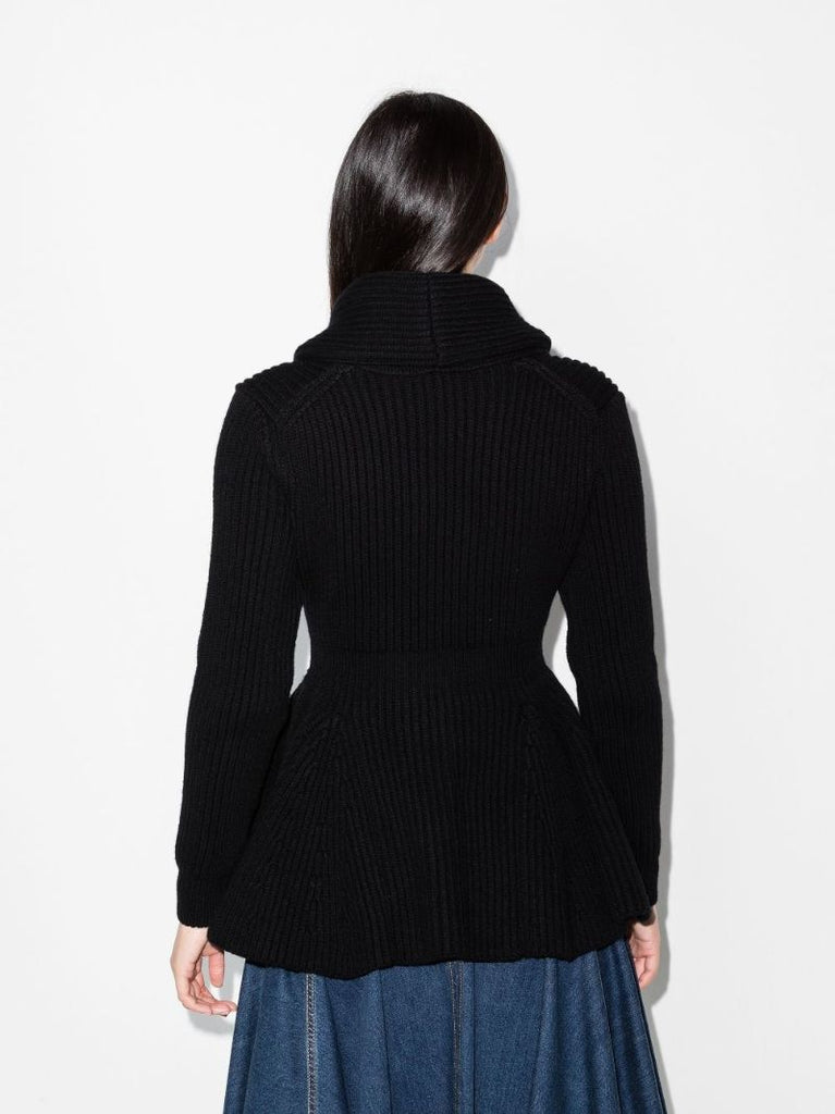 Chunky Peplum Wool Cardigan