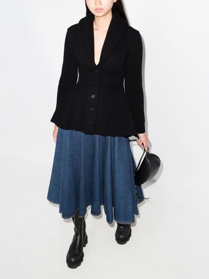 Chunky Peplum Wool Cardigan