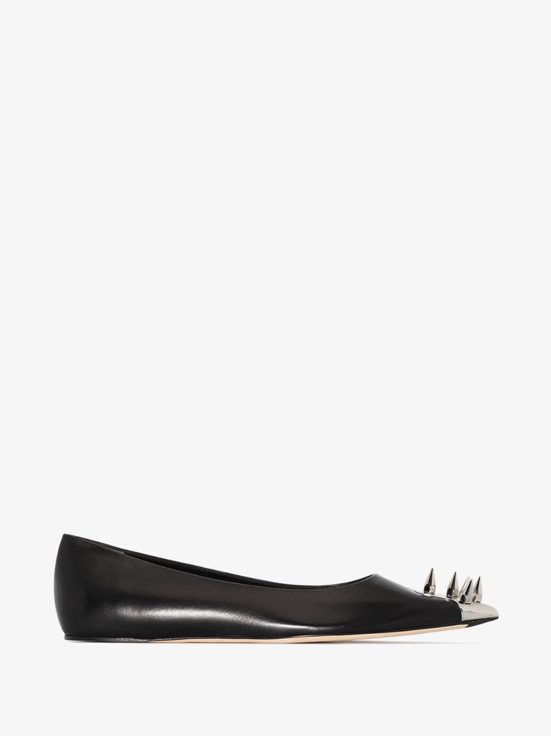 Black Punk Stud Leather Pumps