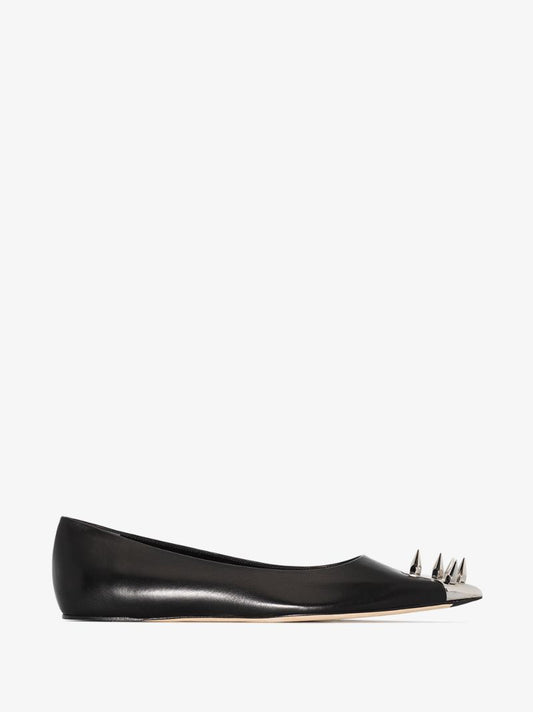 Black Punk Stud Leather Pumps