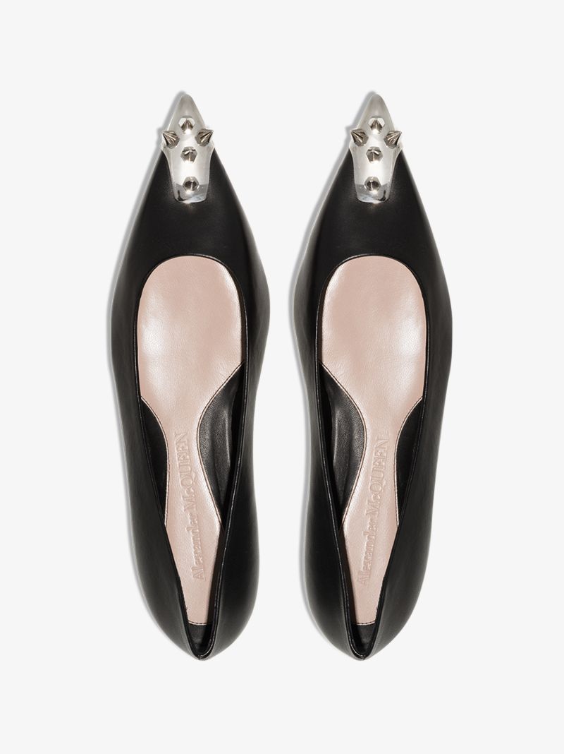 Black Punk Stud Leather Pumps