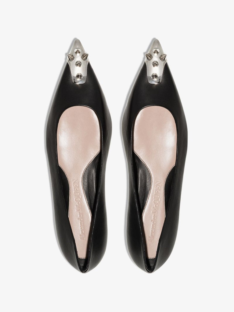 Black Punk Stud Leather Pumps