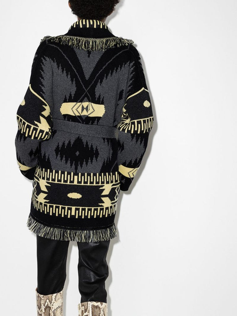 Geometric-print Fringed Cardigan