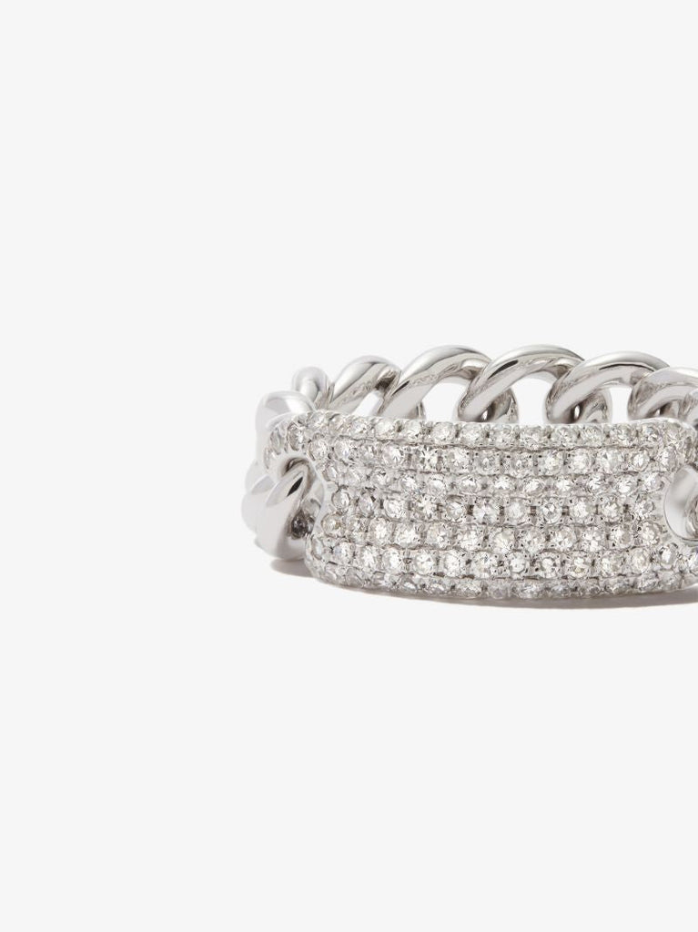 18k White Gold Id Mini Link Diamond Ring
