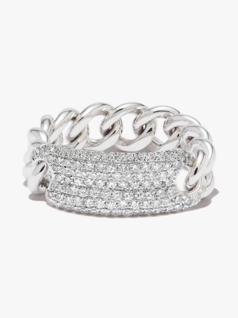18k White Gold Id Mini Link Diamond Ring
