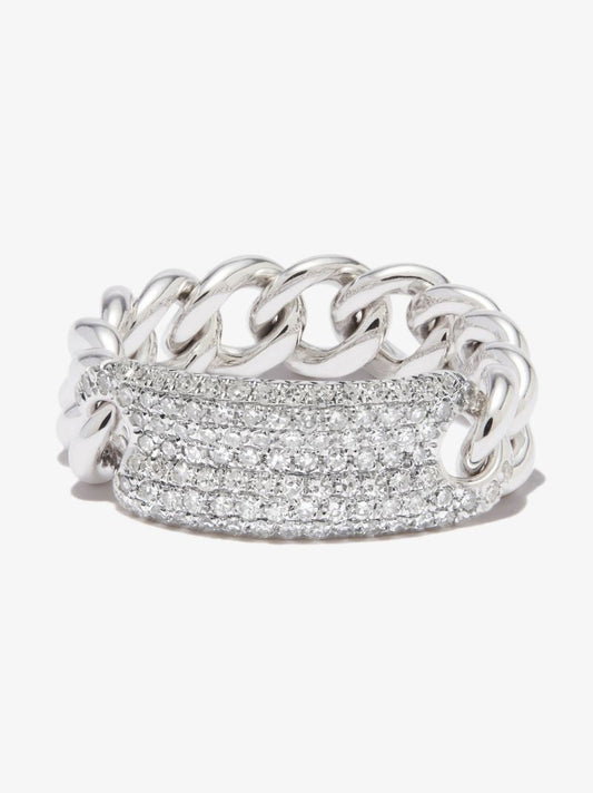 18k White Gold Id Mini Link Diamond Ring
