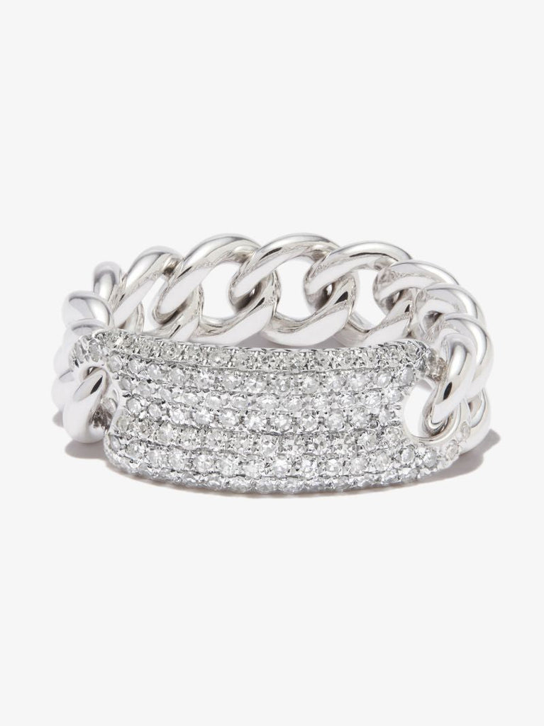 18k White Gold Id Mini Link Diamond Ring