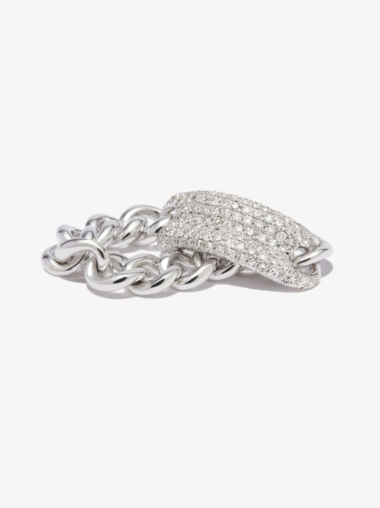 18k White Gold Id Mini Link Diamond Ring