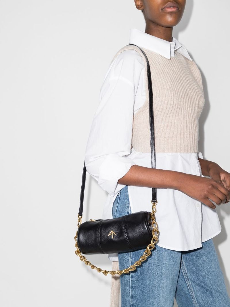 Black Xx Mini Cylinder Leather Shoulder Bag
