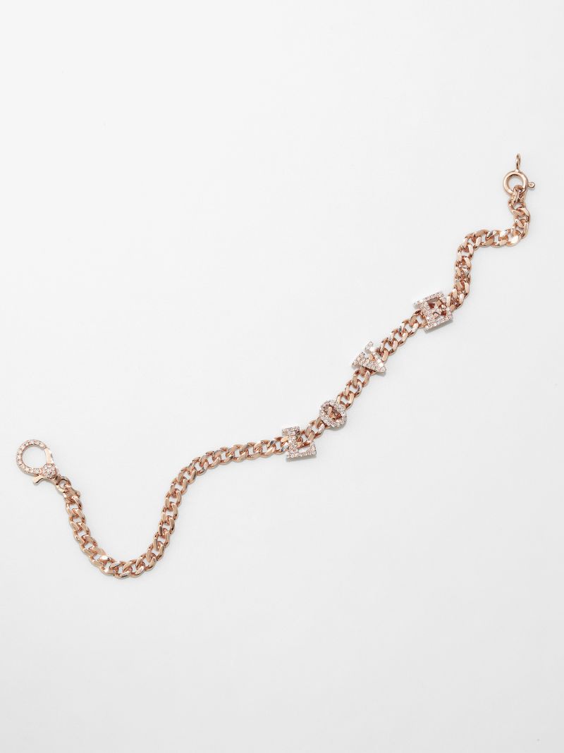 18k Rose Gold Love Baby Link Diamond Bracelet