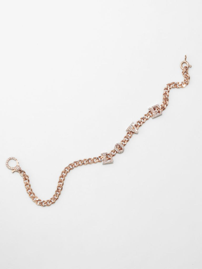 18k Rose Gold Love Baby Link Diamond Bracelet