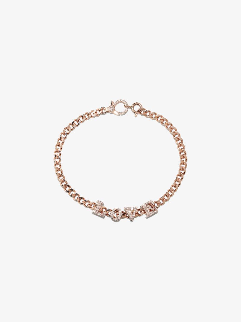 18k Rose Gold Love Baby Link Diamond Bracelet