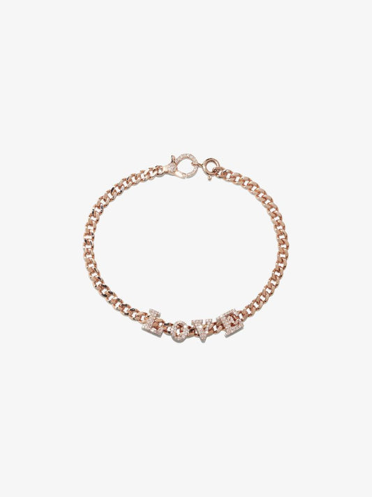 18k Rose Gold Love Baby Link Diamond Bracelet