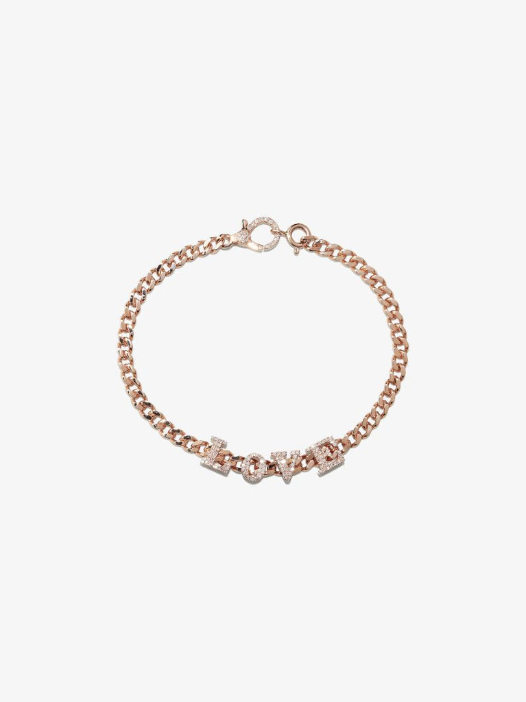 18k Rose Gold Love Baby Link Diamond Bracelet