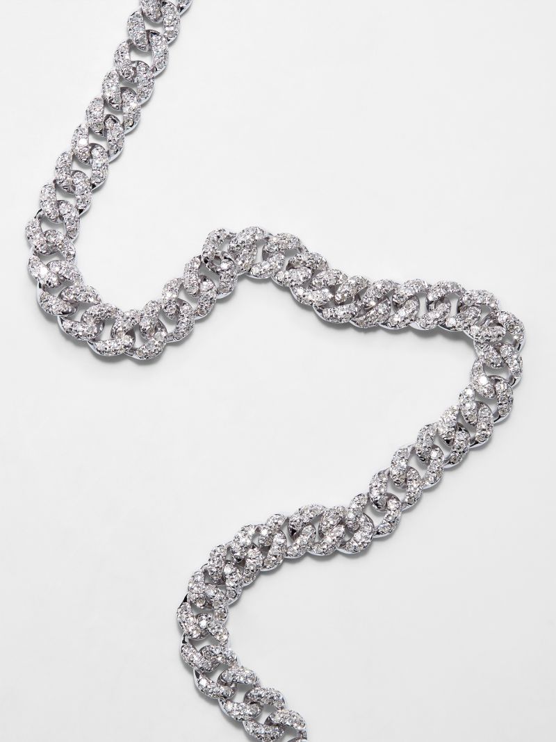 18k White Gold Mini Link Diamond Bracelet