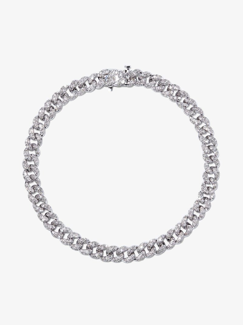 18k White Gold Mini Link Diamond Bracelet