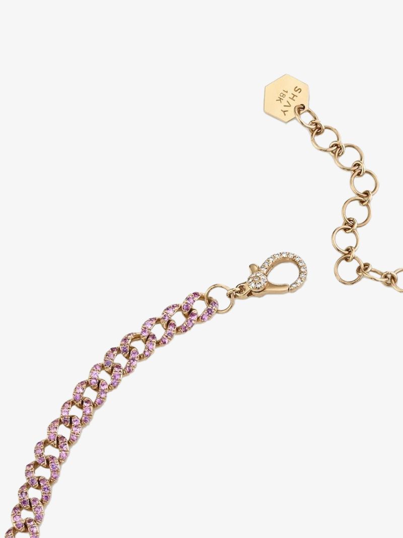 18k Rose Gold Mini Link Sapphire Choker Necklace