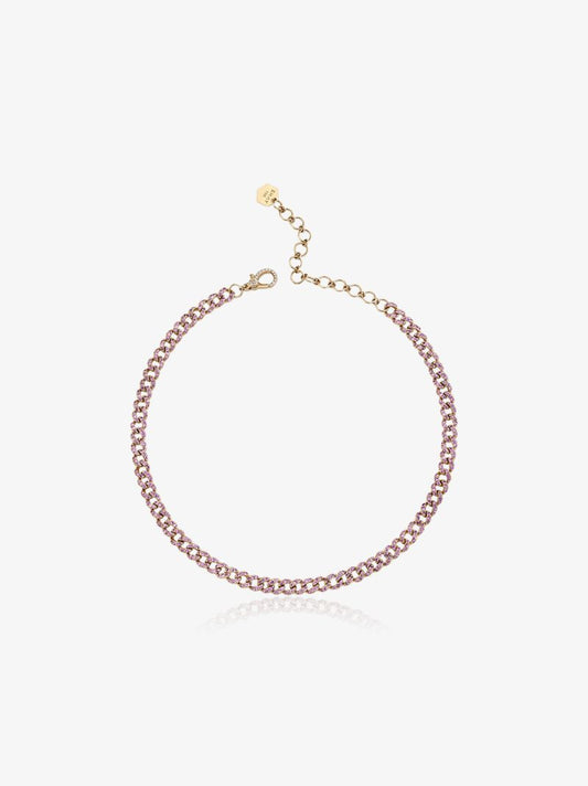 18k Rose Gold Mini Link Sapphire Choker Necklace