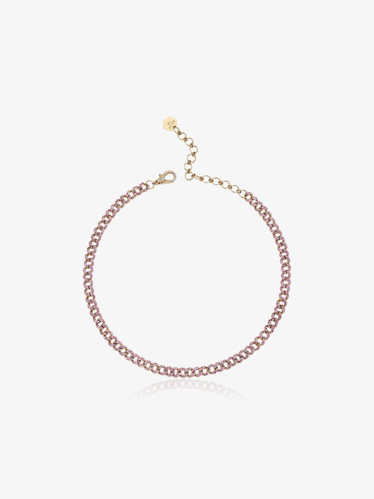 18k Rose Gold Mini Link Sapphire Choker Necklace